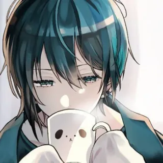 😔 อนิเมะ, น่ารัก, กาแฟ, แก้ว, ภาพประกอบ, คาวาอิ telegram sticker