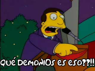 😧 QUÉ DEMONIOS ES ESO??!! シンプソンズ, アニメ, ショック, 混乱, スペイン語, 感嘆 telegram sticker