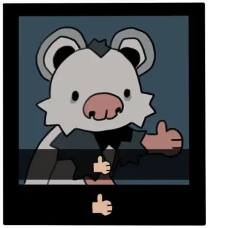 🙂 animal, thumbs up, cute, cartoon, sticker, opossum telegram sticker