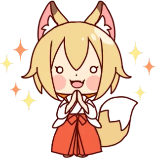 🤩 애니메이션, 여우, 캐릭터, 귀여운, 반짝이, 카와이, 동물 telegram sticker