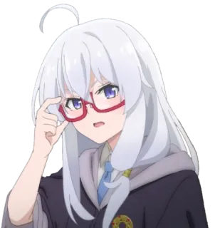 😎 애니, 소녀, 안경, 캐릭터, 교복 telegram sticker