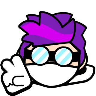 😄 cartoon, personage, paars haar, bril, cartoon gebaar telegram sticker