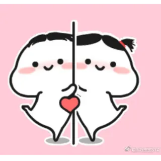 ❤️ Kreskówka, Słodkie, Miłość, Serce, Para, Kawaii telegram sticker
