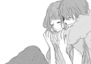 😍 Anime, Abraço, Casal, Amor, Desenho animado, Romance telegram sticker