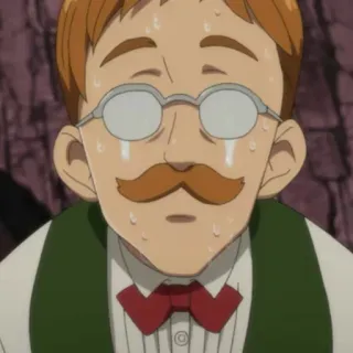 😨 Escanor Seven Deadly Sins Аниме, Персонаж, Очки, Пот, Галстук-бабочка, Усы telegram sticker
