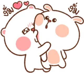 😊 เอ๊ะ fofo, desenho animado, coelho, urso, amor, kawaii, casal telegram sticker