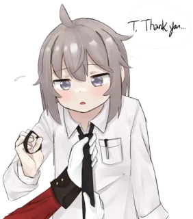 🙏 T..Thank you... anime, cute, tie, thank you, blush telegram sticker