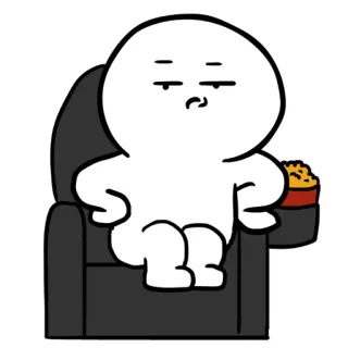 🤔 cartoon, character, armchair, snack, relax, lazy telegram sticker