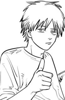 🌟 Denji Chainsaw Man Denji, Chainsaw Man, Anime, Manga, Charakter, Daumen hoch whatsapp sticker