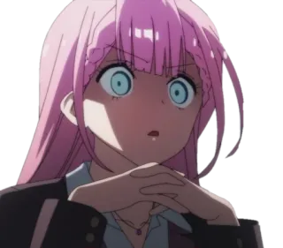 🤔 anime, cô gái, tóc hồng, ngạc nhiên, hoạt hình telegram sticker