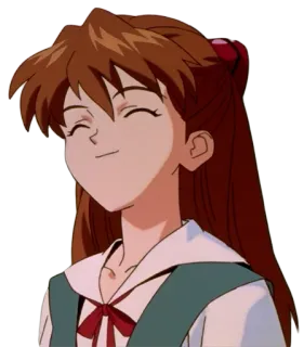😊 Asuka Langley Soryu Neon Genesis Evangelion Anime, Cartoon, Charakter, lächelnd, Fanart telegram sticker