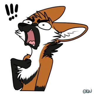 ‼️ volpe, animale, cartone animato, espressione, sorpreso, scioccato telegram sticker