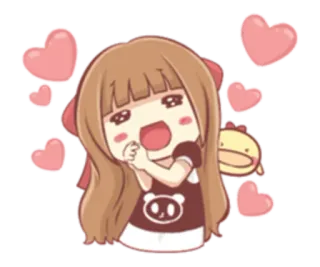 🥰 Cartoon, Anime, Mädchen, Herzen, Süß, Kawaii telegram sticker