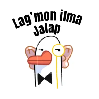 🤥 Lag'mon ilma Jalap dessin animé, canard, monocle, nœud papillon, animal, blanc whatsapp sticker