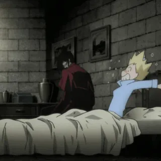 🩸 Anime, Schlafzimmer, Schlafen, Anime Charakter, Bett telegram sticker
