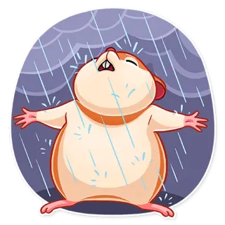 😩 hamster, rain, animal, cute, rodent, sticker telegram sticker