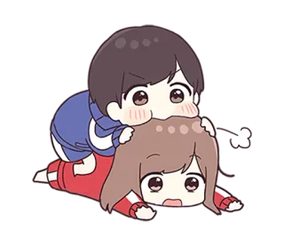 🌟 Chibi, Fofo, Desenho animado, Anime, Casal, Cavalinho, Doce telegram sticker