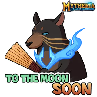 😜 Mytheria: Clash of Pantheons TO THE MOON SOON Hund, Tier, Fan, Mond, Bald, Spiel whatsapp sticker