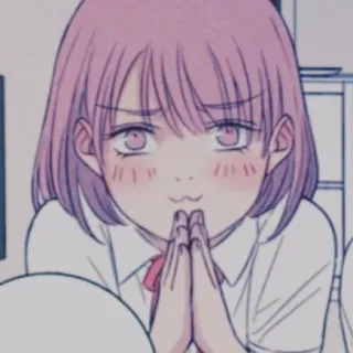 ✖ Manga, Anime, Ragazza, Carina, Implorante, Supplicante, Occhi, Capelli Rosa telegram sticker