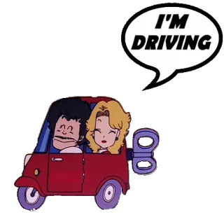 🚗 I'M DRIVING dirigindo, carro, desenho animado, humor, animação, brinquedo de corda telegram sticker