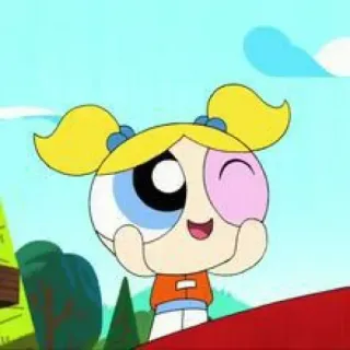 🍭 Bubbles Powerpuff Girls dibujos animados, Burbujas, Las Chicas Superpoderosas, lindo, personaje telegram sticker