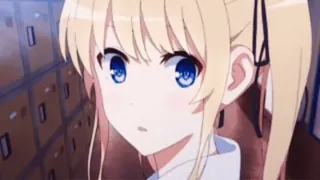 π³ anime, blonde hair, school girl, locker, cute, portrait telegram sticker