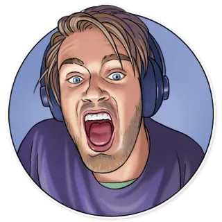😵 PewDiePie PewDiePie, YouTube, 网红, 游戏, 尖叫, 脸 telegram sticker