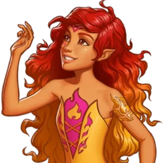 🙋‍♀ elfe, feuer, rote haare, fantasy, charakter, frau, illustration whatsapp sticker
