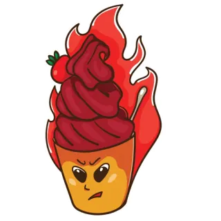 😡 Cupcake, Comida, Enojado, Postre, Fresa, Dibujo animado whatsapp sticker