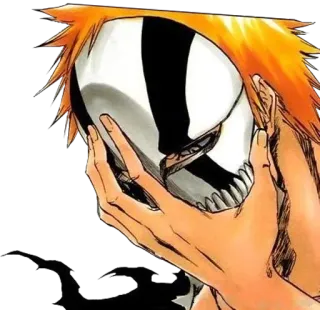 👹 Ichigo Bleach Anime, Manga, Ichigo, Maska Hollow, Bleach, Postać whatsapp sticker