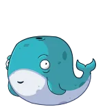 🙂 Wieloryb, Kreskówka, Zwierzę, Stworzenie morskie, Uroczy, Niebieski telegram sticker
