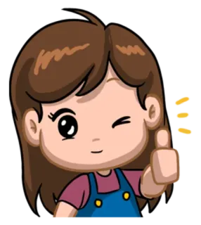 👍 YE! hoạt hình, cô gái, giơ ngón tay cái, dễ thương whatsapp sticker