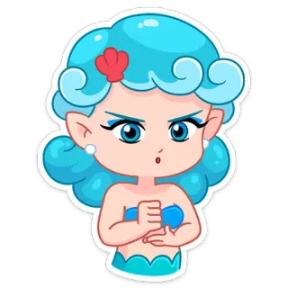 😠 putri duyung, kartun, stiker, laut, karakter, samudra telegram sticker