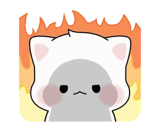 ❤️ mèo, tức giận, ngọn lửa, bực bội, hoạt hình, dễ thương whatsapp sticker