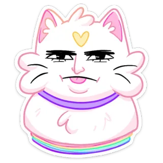 😛 gatto, adesivo, cartone animato, divertente, carino, animale telegram sticker