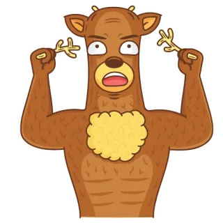 🤗 veado, animal, desenho animado, engraçado, ilustração, vida selvagem telegram sticker
