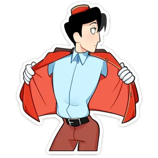 ⭐ Zeichentrickfigur, rote Jacke, Hotelpage, Cartoon, Uniform telegram sticker