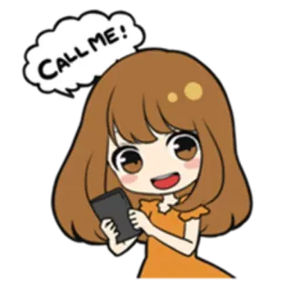 📱 CALL ME! Anime, Chamada, Garota, Desenho animado, Pedido, Telefone, Comunicação whatsapp sticker