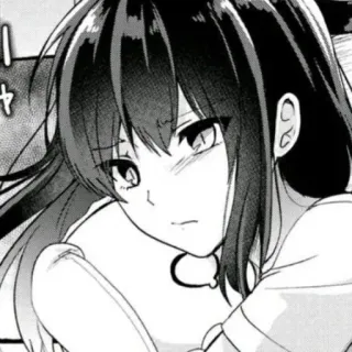 😒 Anime, Manga, Dziewczyna, Portret, czarne włosy, Ilustracja whatsapp sticker