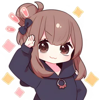 👋 Anime, Meisje, Schattig, Salueren, Cartoon telegram sticker