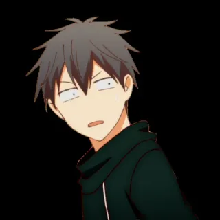 😟 anime, cartoon, character, shocked, anime boy telegram sticker