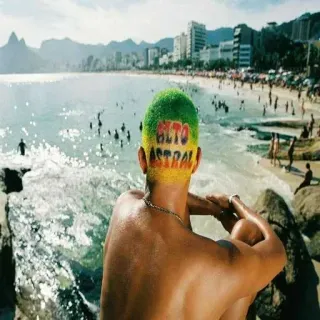 😳 ALTO ASTRAL beach, brazil, riodejaneiro, hair, coloredhair, altoastral, summer, vacation telegram sticker