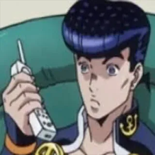 😕 Josuke Higashikata JoJo's Bizarre Adventure anime, jojo, josuke, personaggio, telefono, cellulare telegram sticker