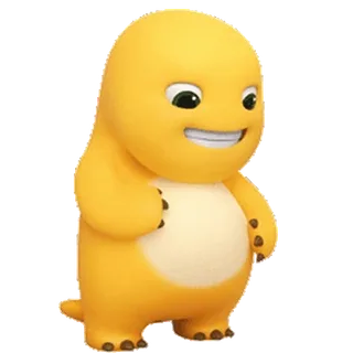 😊 dinosauro, cartone animato, carino, giallo, amichevole, personaggio whatsapp sticker