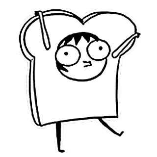 😀 pão, desenho animado, engraçado, fofo, torrada, bobo whatsapp sticker