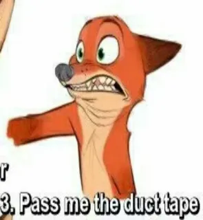 😳 Nick Wilde Zootopia Pass me the duct tape duct tape, nick wilde, zootopia, fox, cartoon telegram sticker