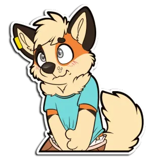 🐶 fox fox, furry, cute, diaper, fursuit, cartoon, animal, anthropomorphic telegram sticker