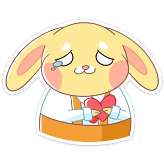😢 Hase, traurig, Herz, Cartoon, niedlich telegram sticker
