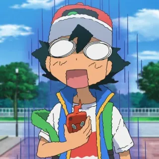 🙄 Ash Ketchum Pokemon Аниме, Покемон, Эш Кетчум, Мультфильм, В шоке, Удивлен whatsapp sticker