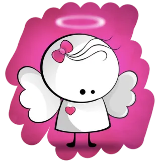 😇 malaikat, imut, kartun, merah muda, sayap, hati telegram sticker